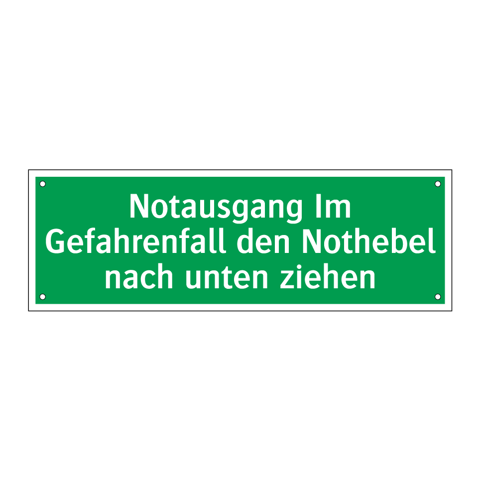 Notausgang Im Gefahrenfall den Nothebel nach unten ziehen