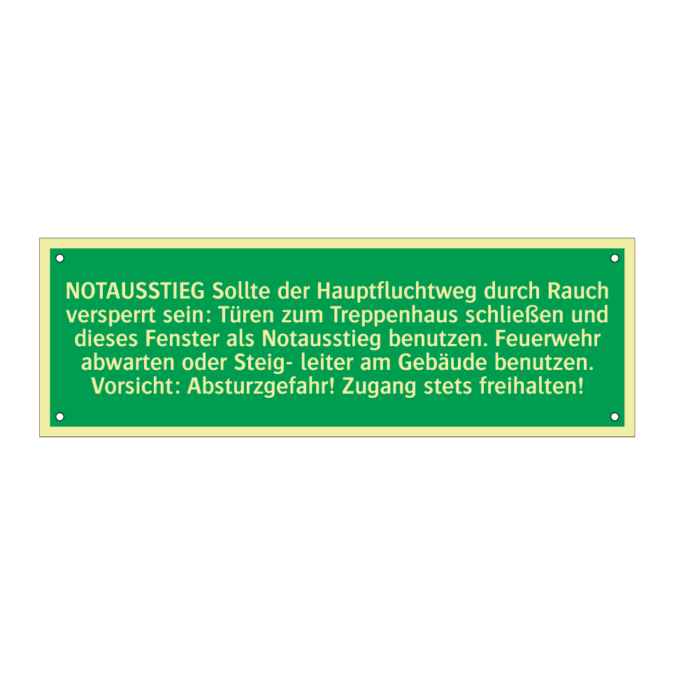 NOTAUSSTIEG Sollte der Hauptfluchtweg durch Rauch versperrt sein /../