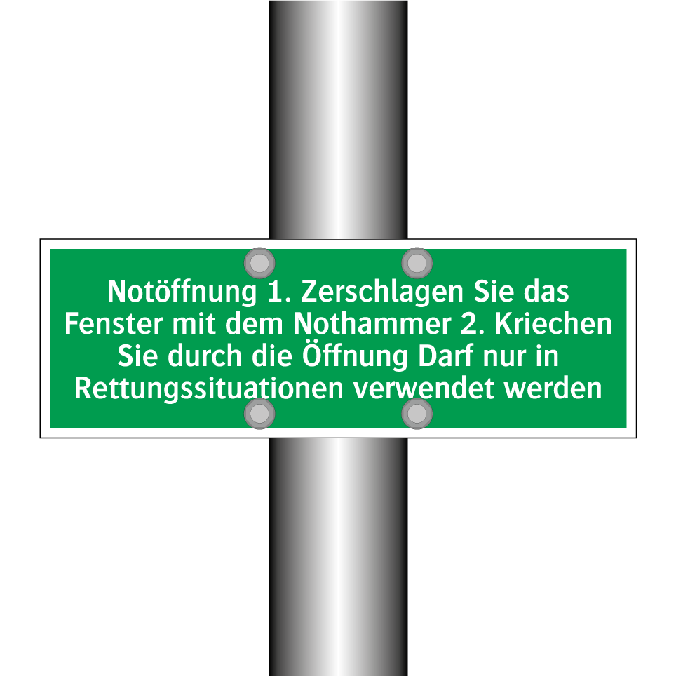 Notöffnung 1. Zerschlagen Sie das Fenster mit dem Nothammer /../