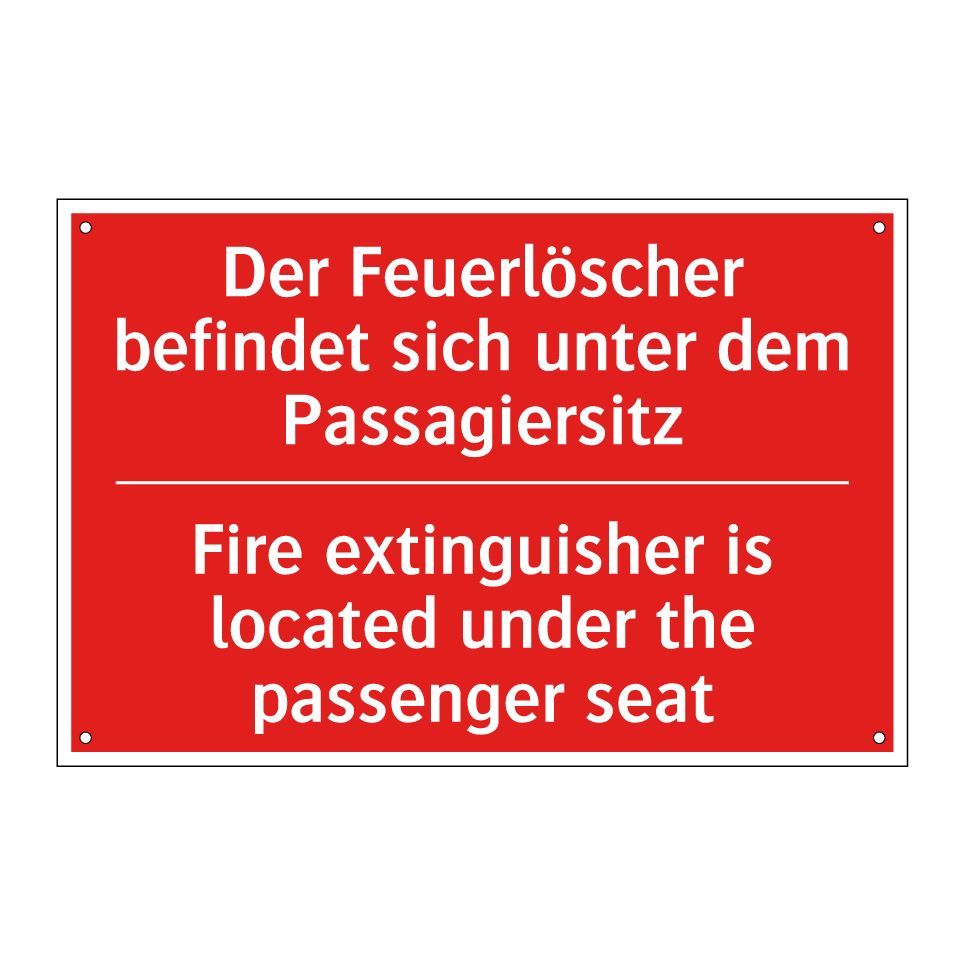 Der Feuerlöscher befindet sich /.../ - Fire extinguisher is located under /.../