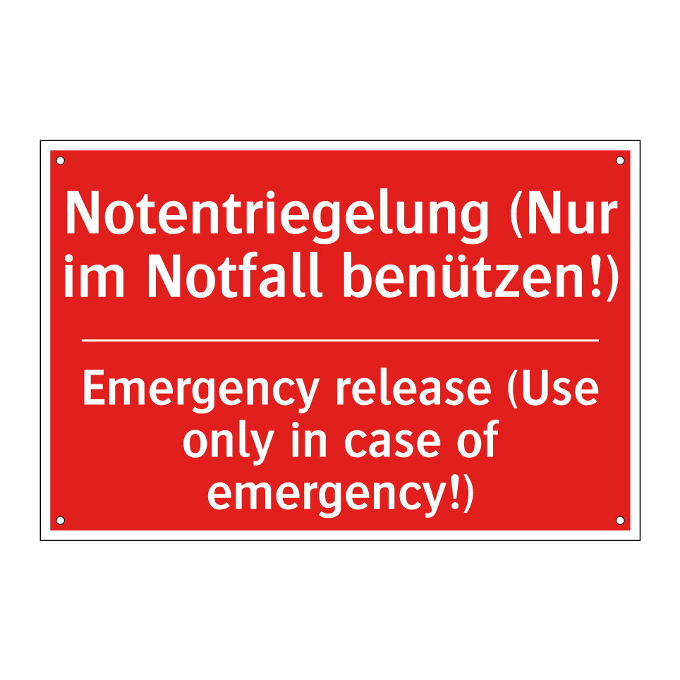 Notentriegelung (Nur im Notfall /.../ - Emergency release (Use only in /.../