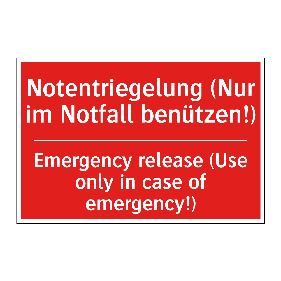Notentriegelung (Nur im Notfall /.../ - Emergency release (Use only in /.../
