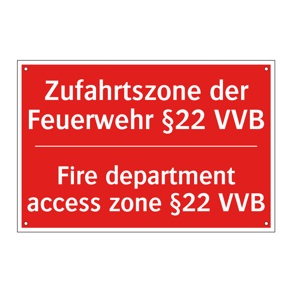 Zufahrtszone der Feuerwehr §22 /.../ - Fire department access zone §22 /.../