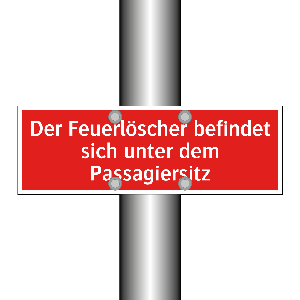 Der Feuerlöscher befindet sich unter dem Passagiersitz