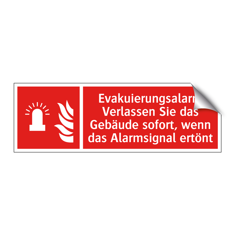 Evakuierungsalarm Verlassen Sie das Gebäude sofort, wenn das Alarmsignal ertönt