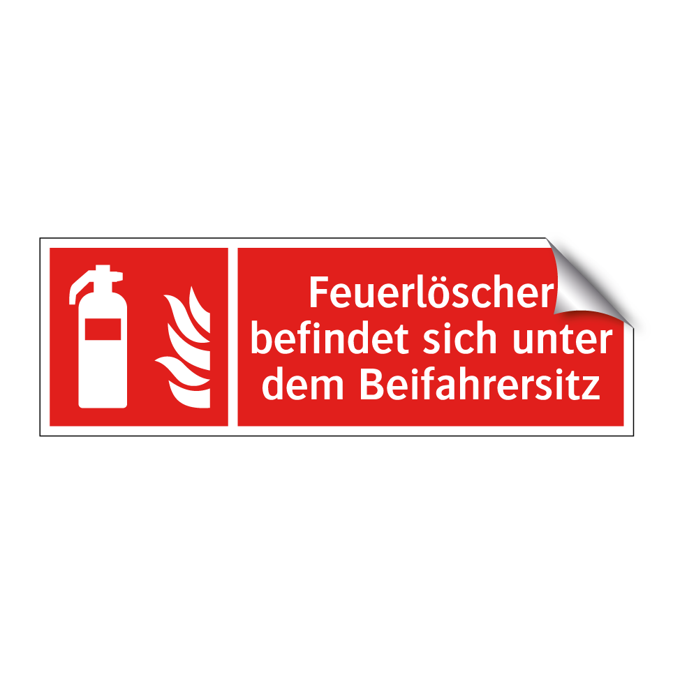 Feuerlöscher befindet sich unter dem Beifahrersitz