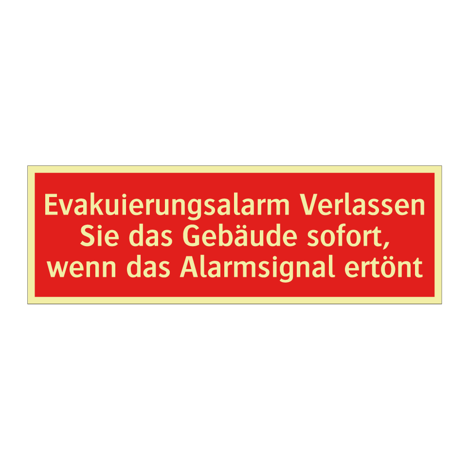 Evakuierungsalarm Verlassen Sie das Gebäude sofort, wenn das Alarmsignal ertönt