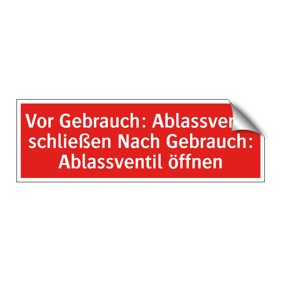 Vor Gebrauch: Ablassventil schließen Nach Gebrauch: Ablassventil öffnen