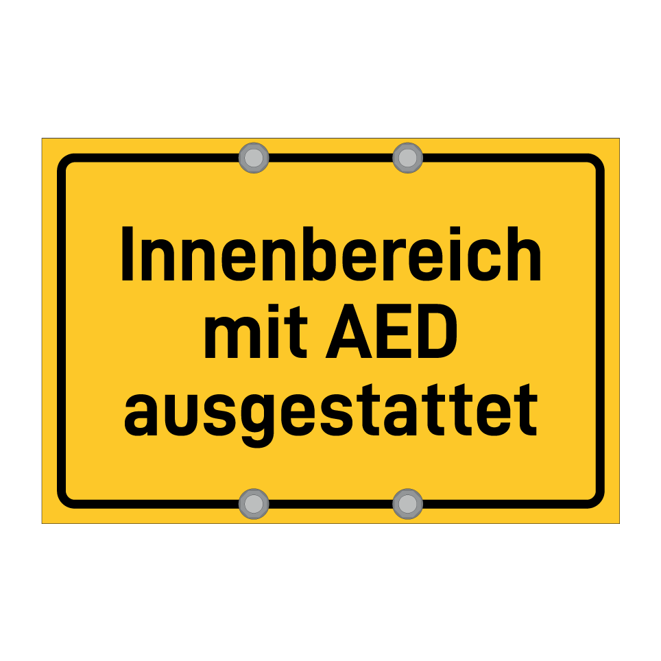 Innenbereich mit AED ausgestattet