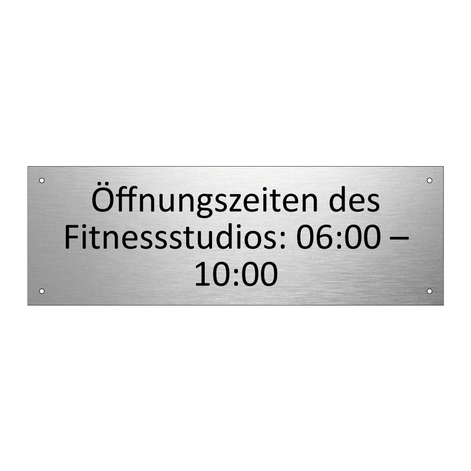 Öffnungszeiten des Fitnessstudios: 06:00 – 10:00