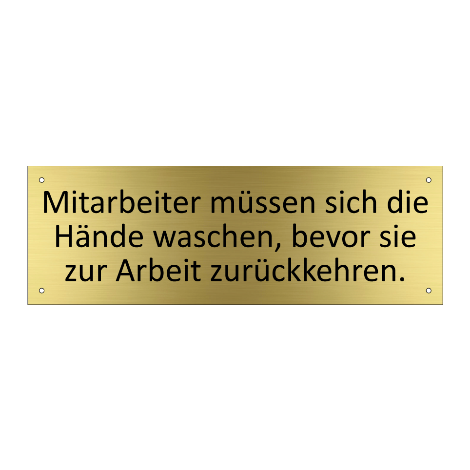Mitarbeiter müssen sich die Hände waschen, bevor sie zur Arbeit zurückkehren.