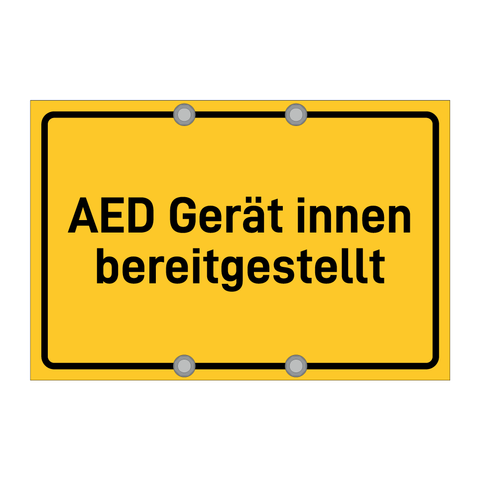 AED Gerät innen bereitgestellt