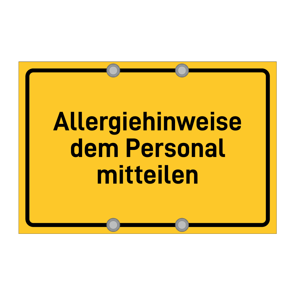 Allergiehinweise dem Personal mitteilen