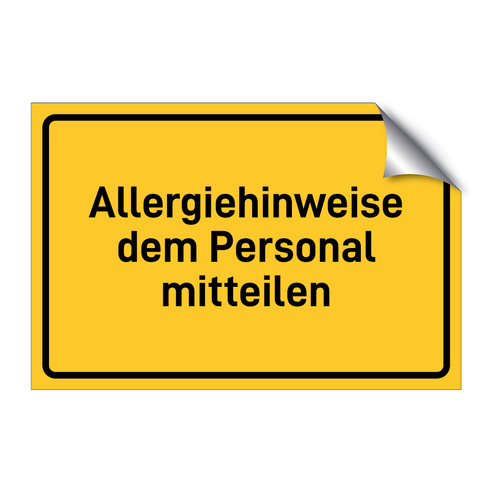 Allergiehinweise dem Personal mitteilen
