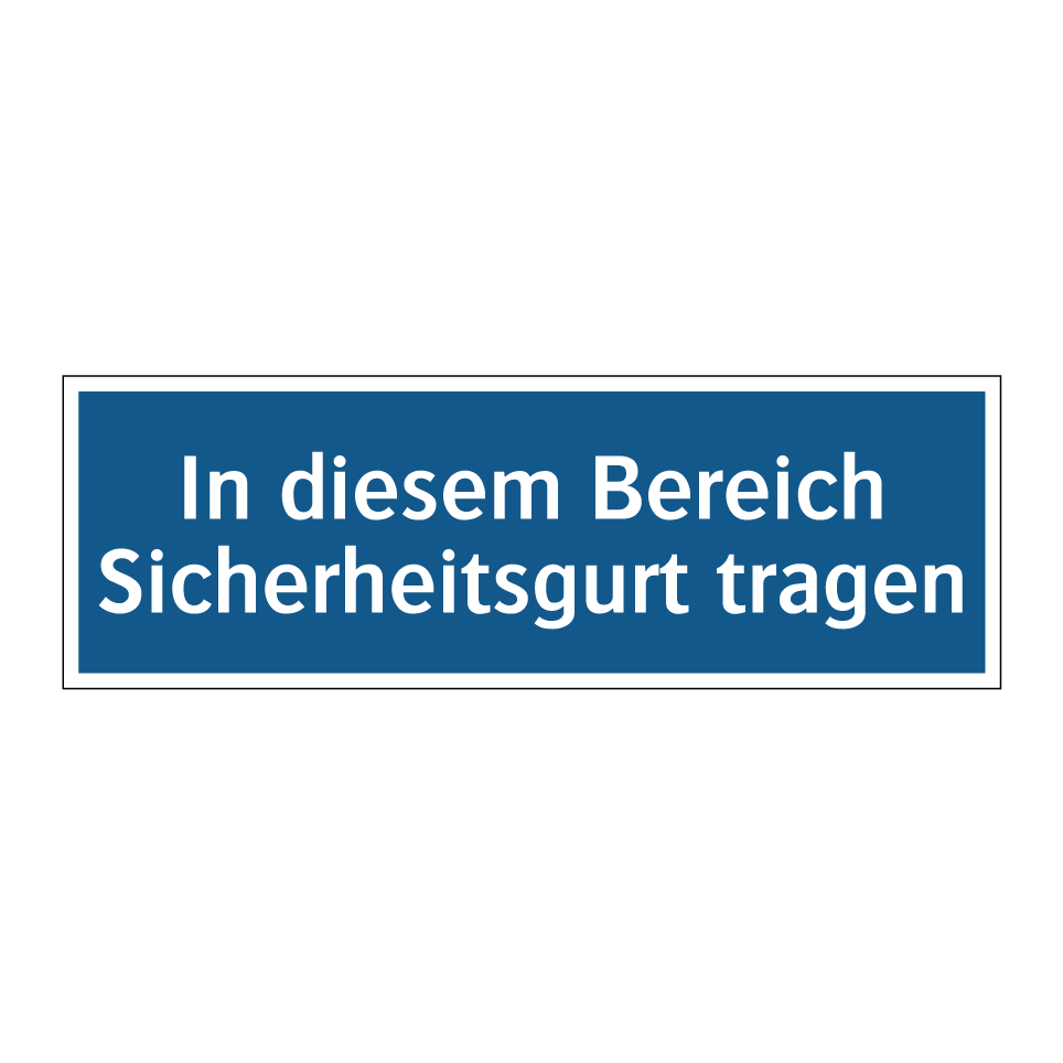 In diesem Bereich Sicherheitsgurt tragen