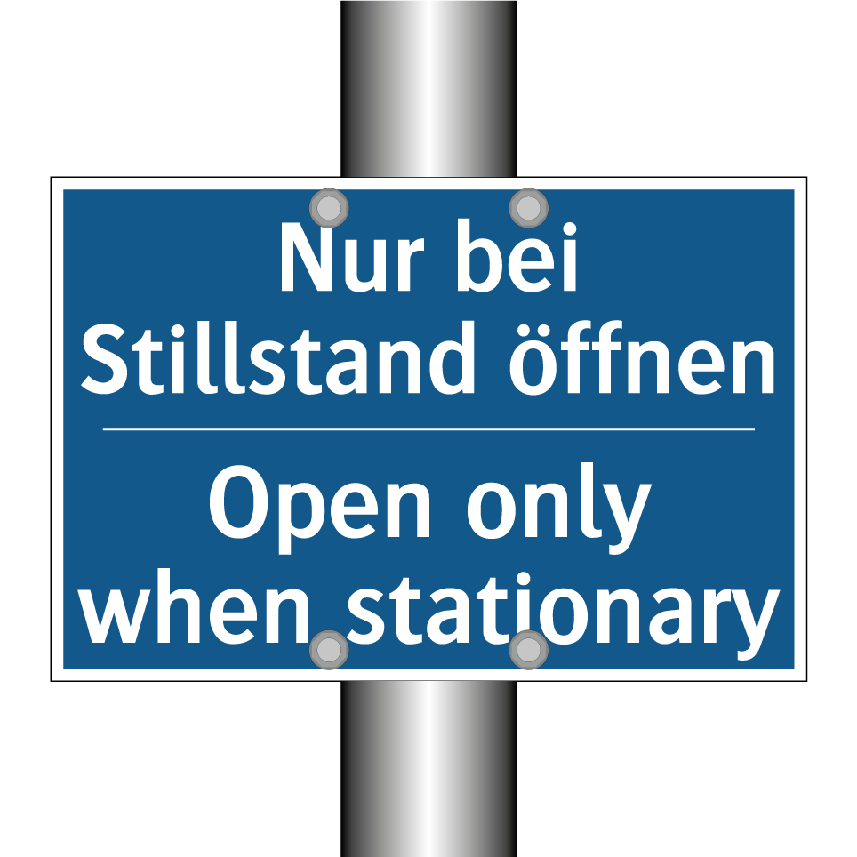 Nur bei Stillstand öffnen - Open only when stationary