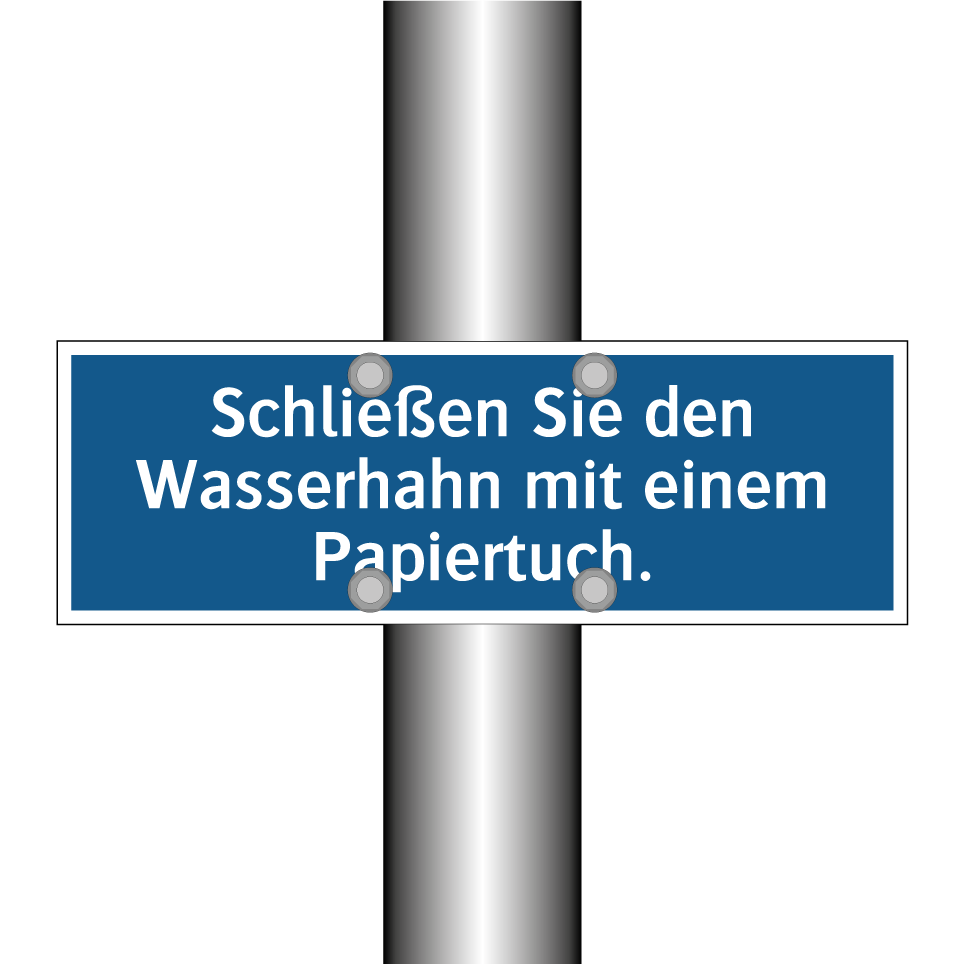 Schließen Sie den Wasserhahn mit einem Papiertuch.
