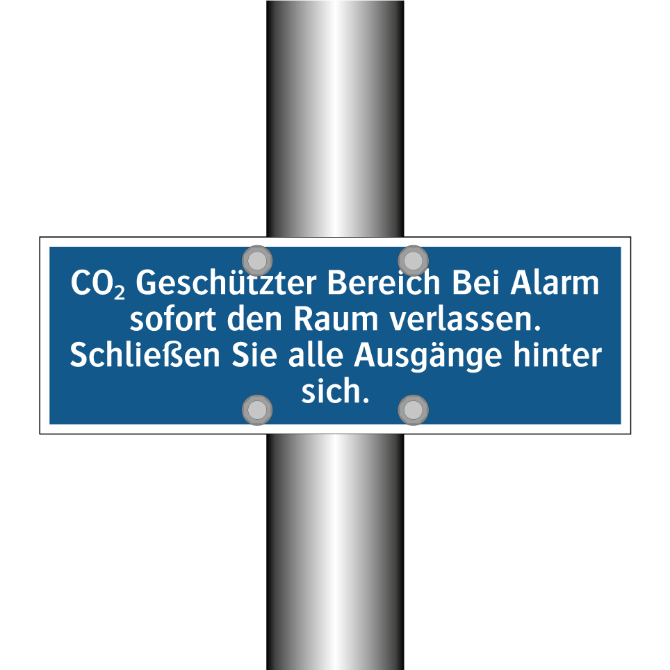CO₂ Geschützter Bereich Bei Alarm sofort den Raum verlassen. Schließen Sie alle Ausgänge hinter sich.
