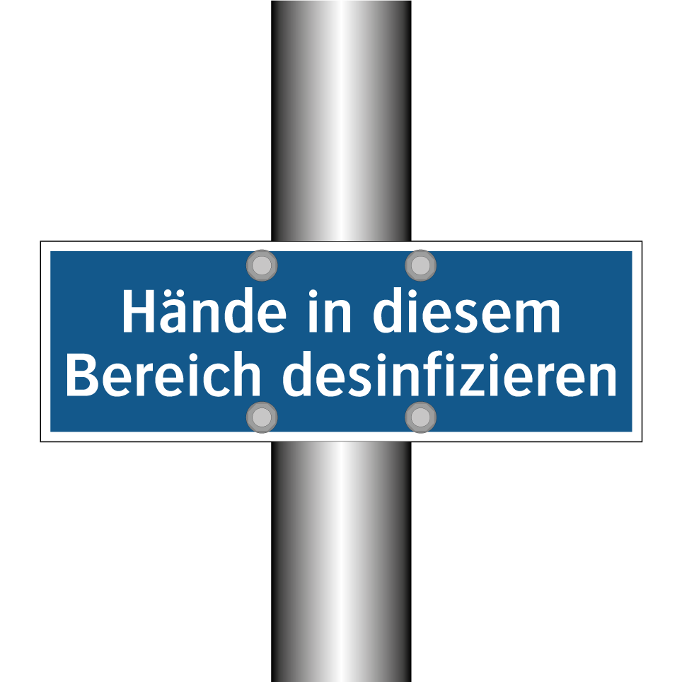 Hände in diesem Bereich desinfizieren