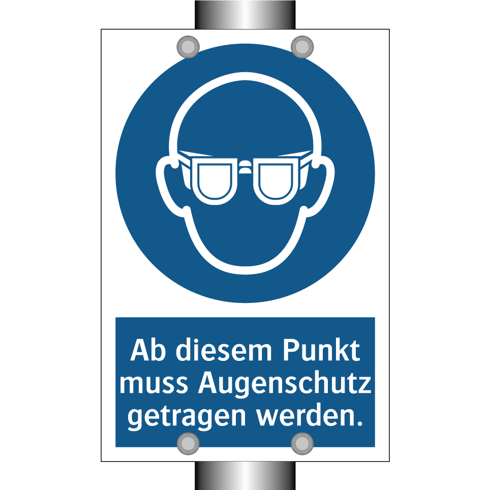Ab diesem Punkt muss Augenschutz getragen werden.