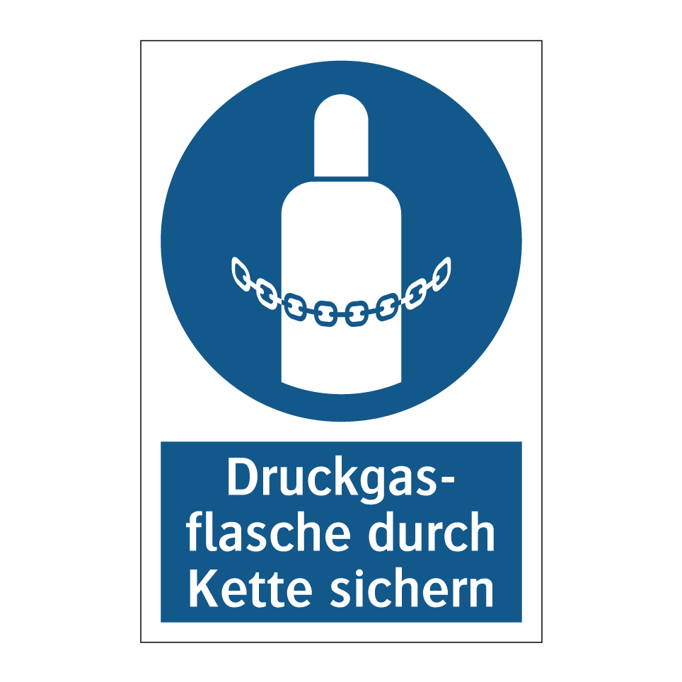 Druckgas- flasche durch Kette sichern
