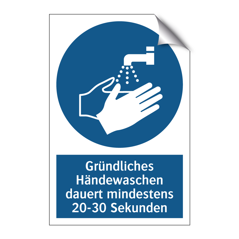 Gründliches Händewaschen dauert mindestens 20-30 Sekunden