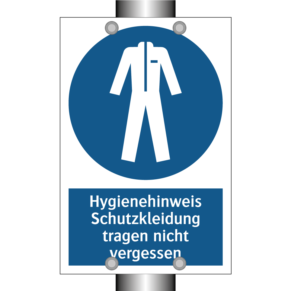 Hygienehinweis Schutzkleidung tragen nicht vergessen