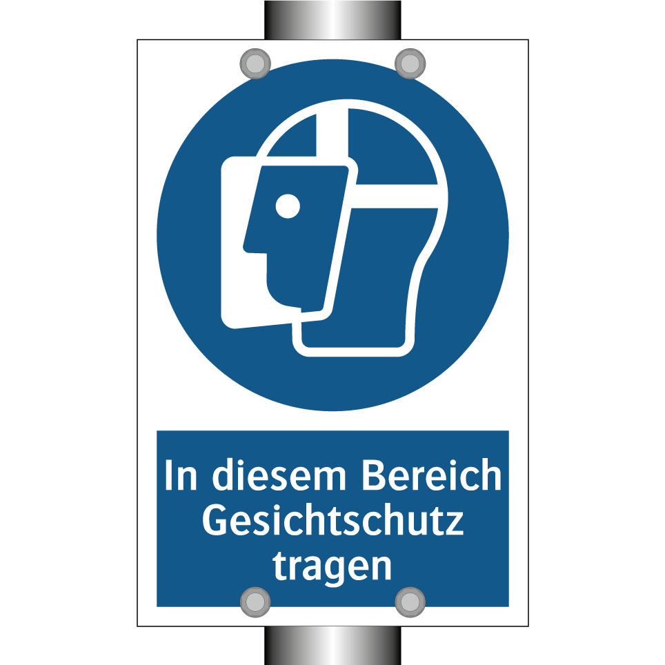 In diesem Bereich Gesichtschutz tragen