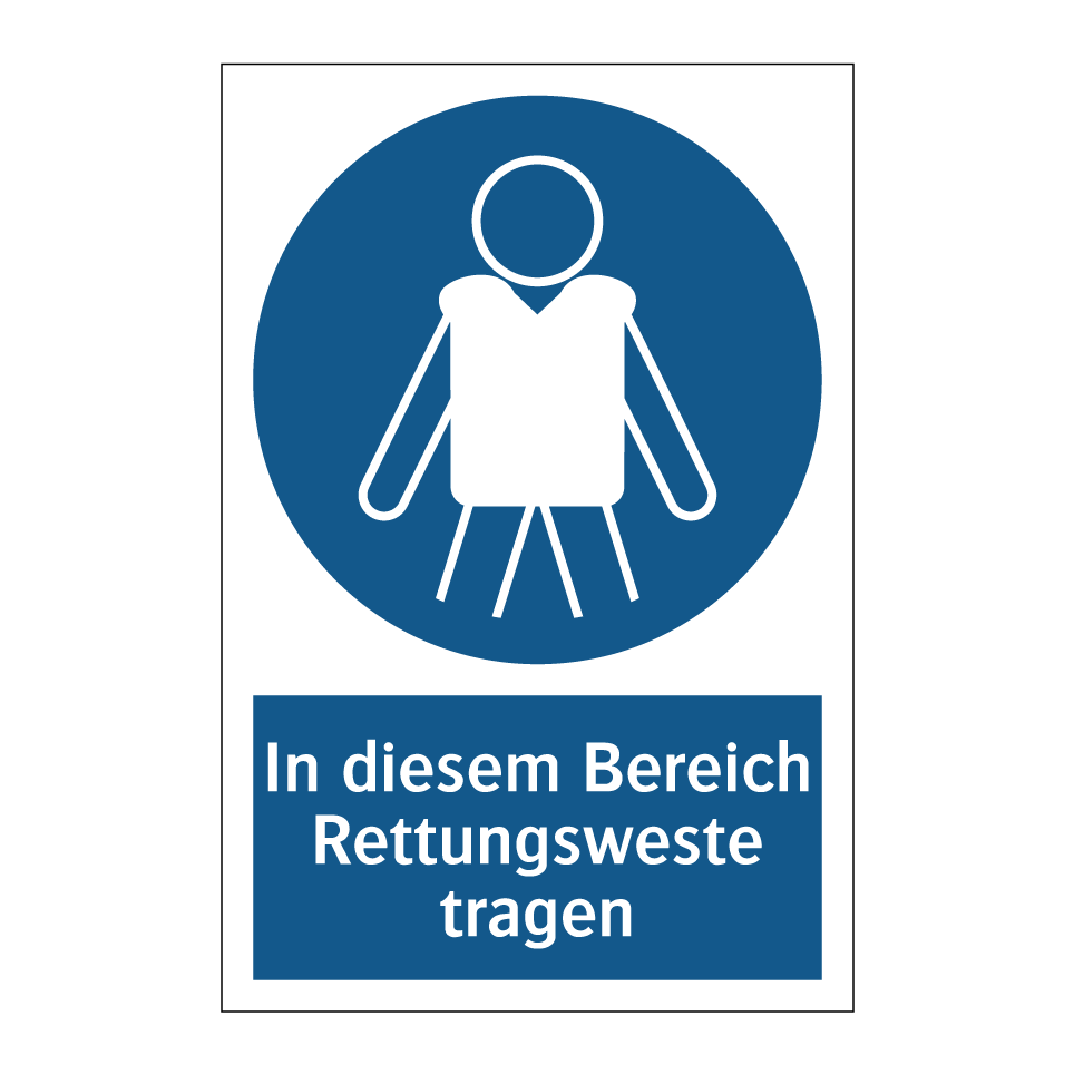 In diesem Bereich Rettungsweste tragen