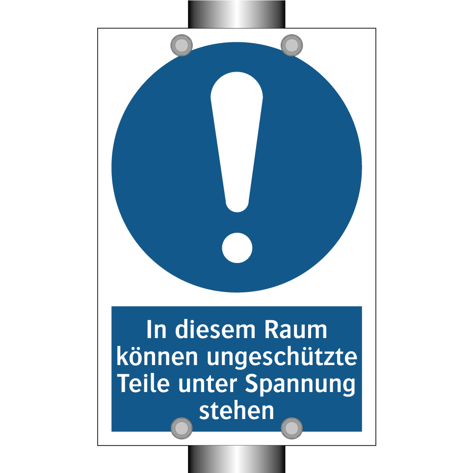 In diesem Raum können ungeschützte Teile unter Spannung stehen
