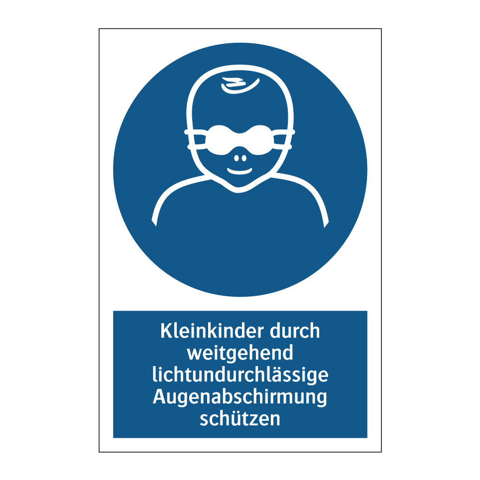Kleinkinder durch weitgehend lichtundurchlässige Augenabschirmung schützen