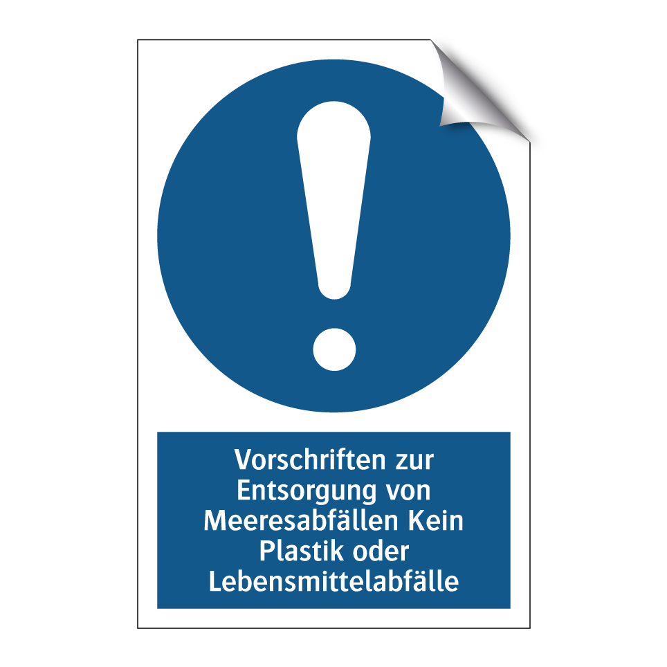 Vorschriften zur Entsorgung von Meeresabfällen Kein Plastik oder Lebensmittelabfälle
