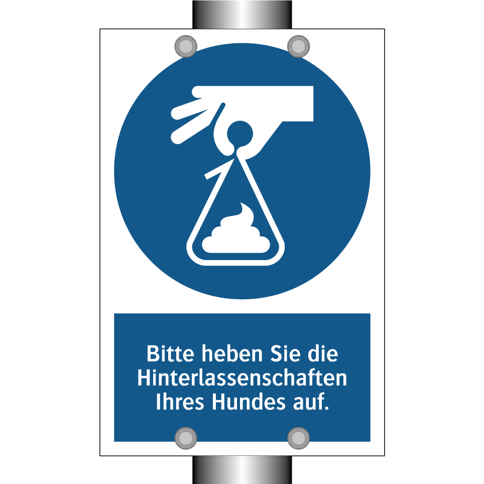 Bitte heben Sie die Hinterlassenschaften Ihres Hundes auf.