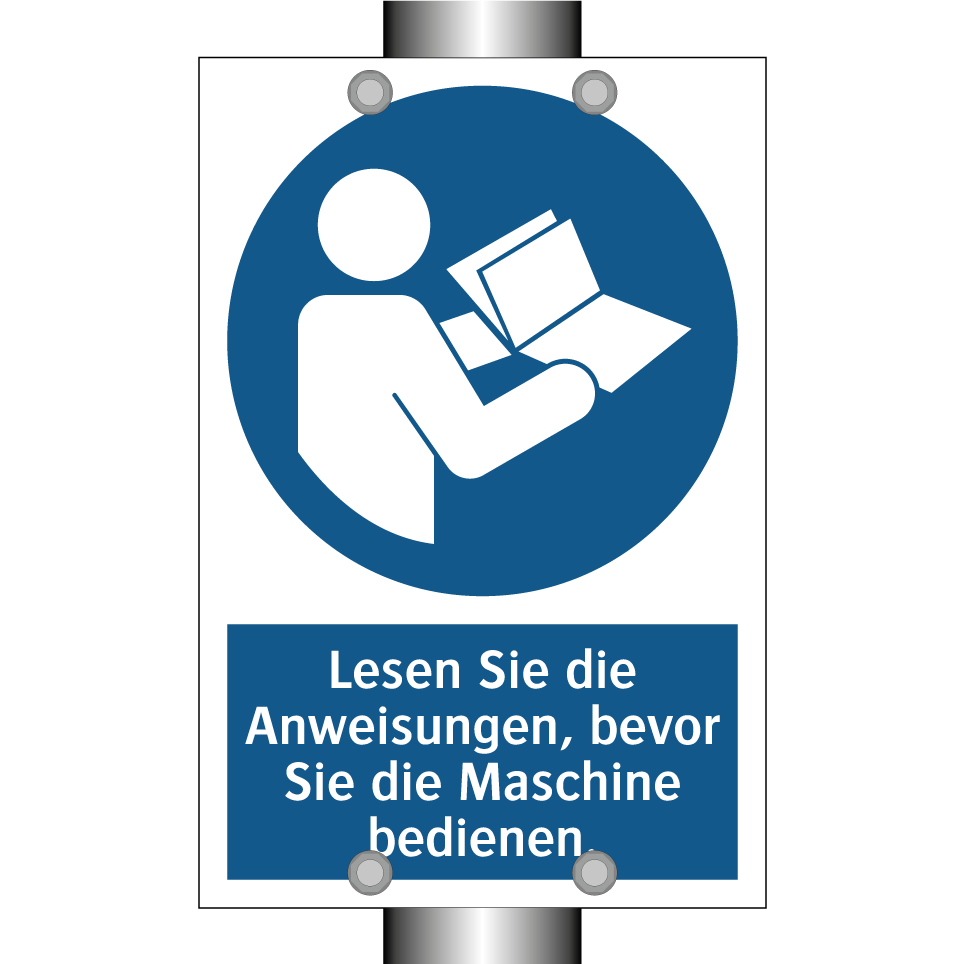 Lesen Sie die Anweisungen, bevor Sie die Maschine bedienen.