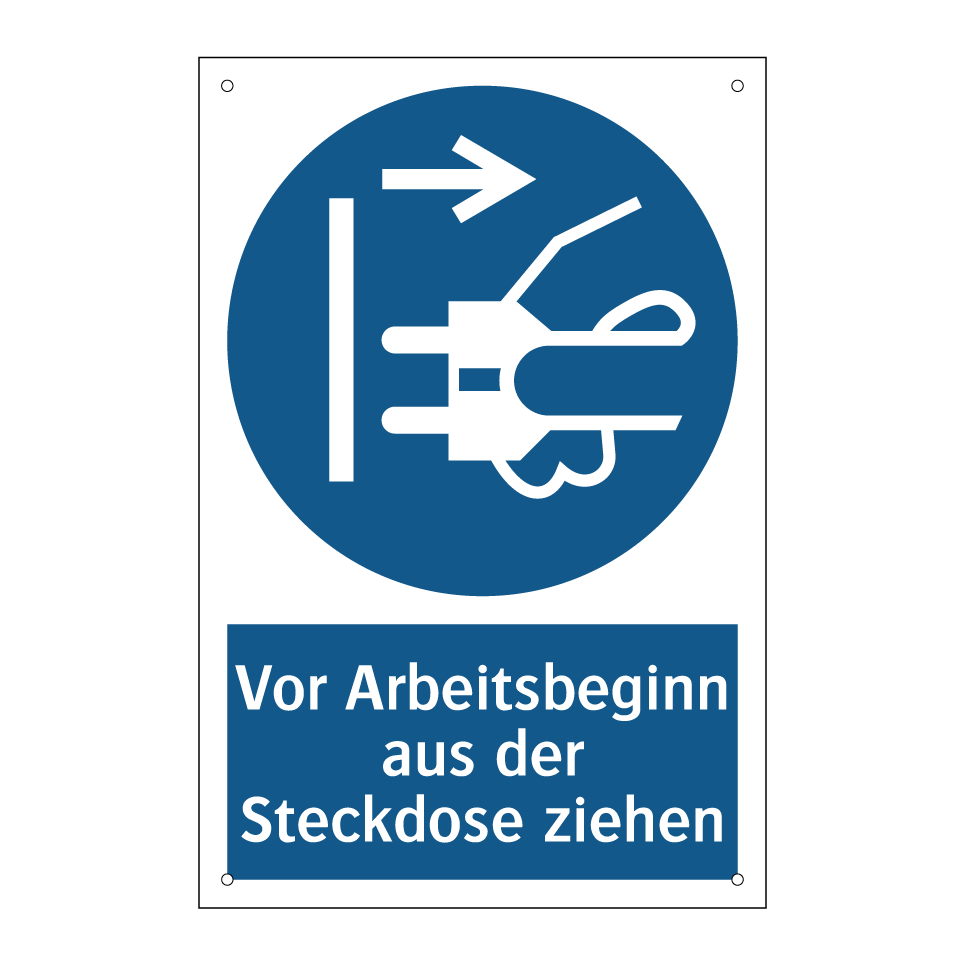 Vor Arbeitsbeginn aus der Steckdose ziehen