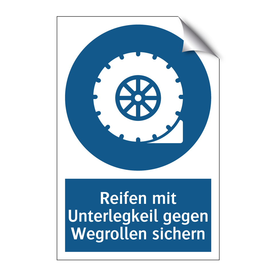 Reifen mit Unterlegkeil gegen Wegrollen sichern