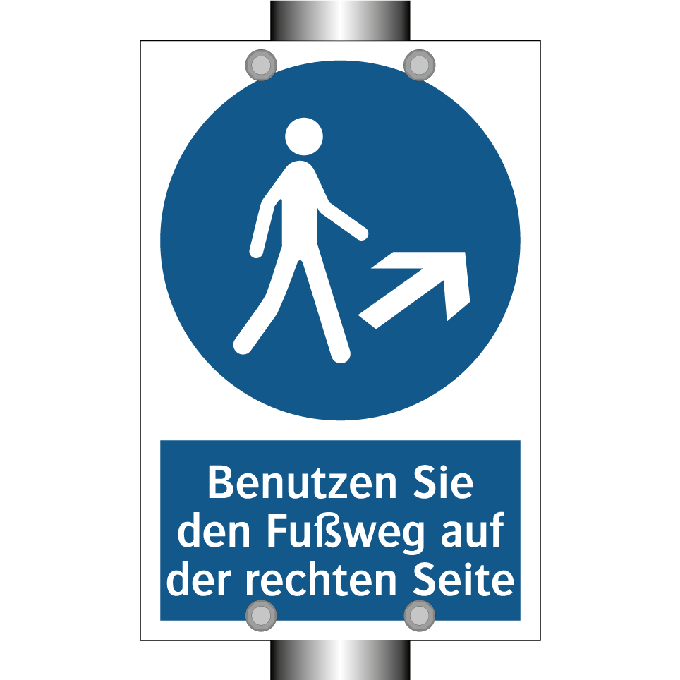 Benutzen Sie den Fußweg auf der rechten Seite