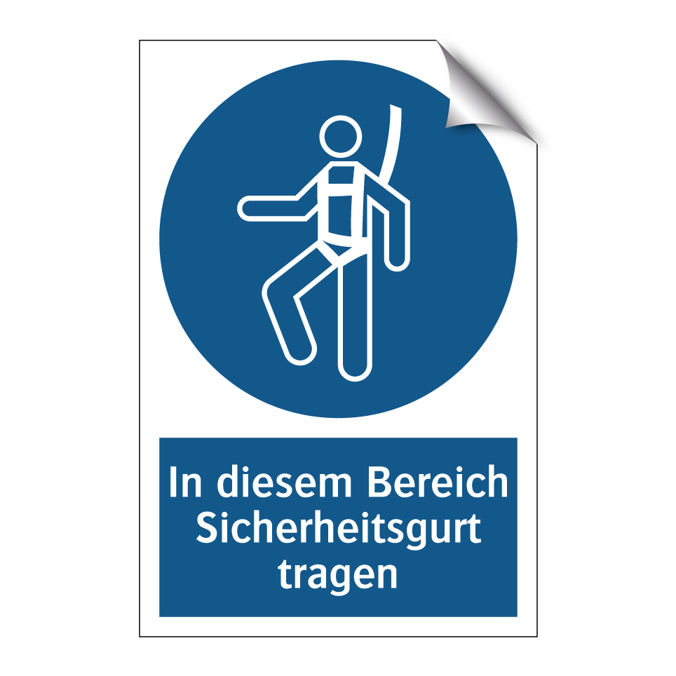 In diesem Bereich Sicherheitsgurt tragen
