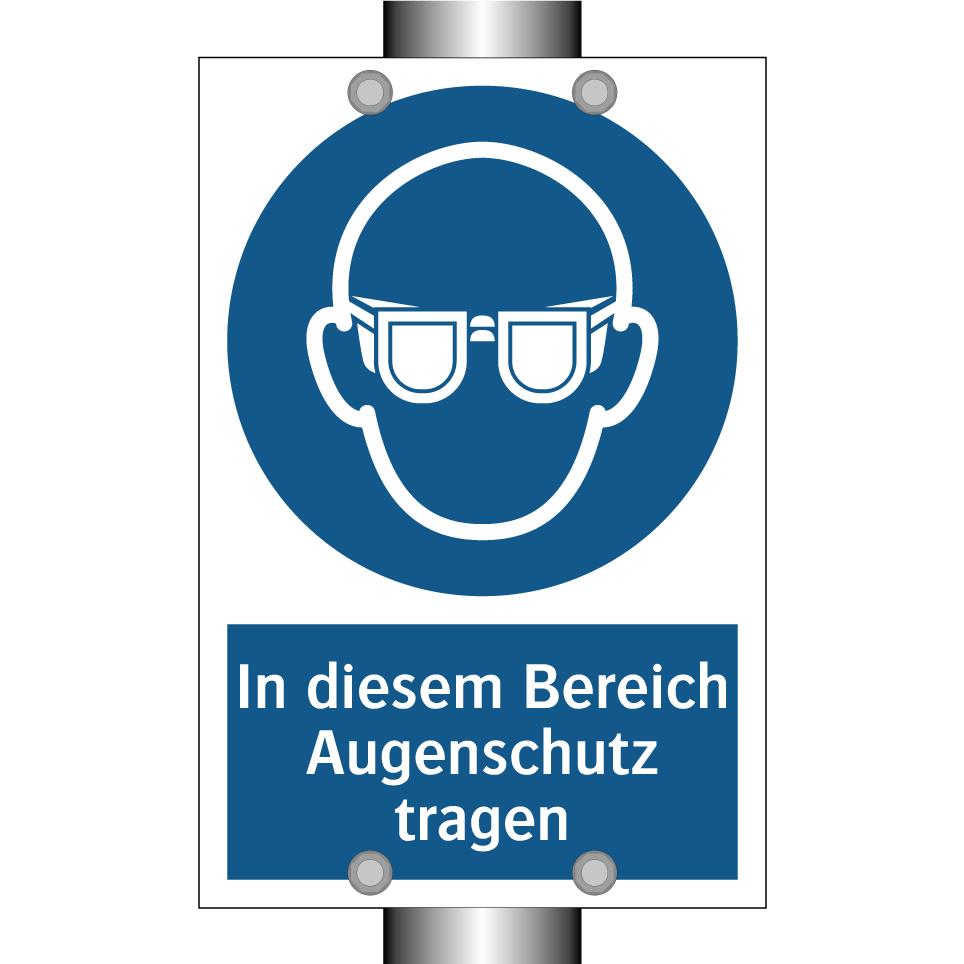 In diesem Bereich Augenschutz tragen