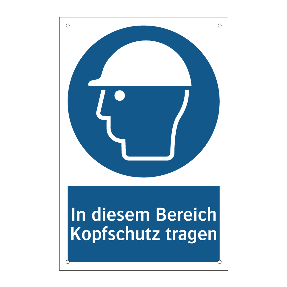 In diesem Bereich Kopfschutz tragen