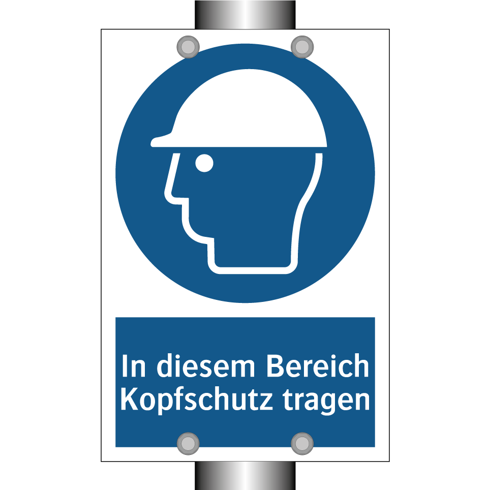 In diesem Bereich Kopfschutz tragen