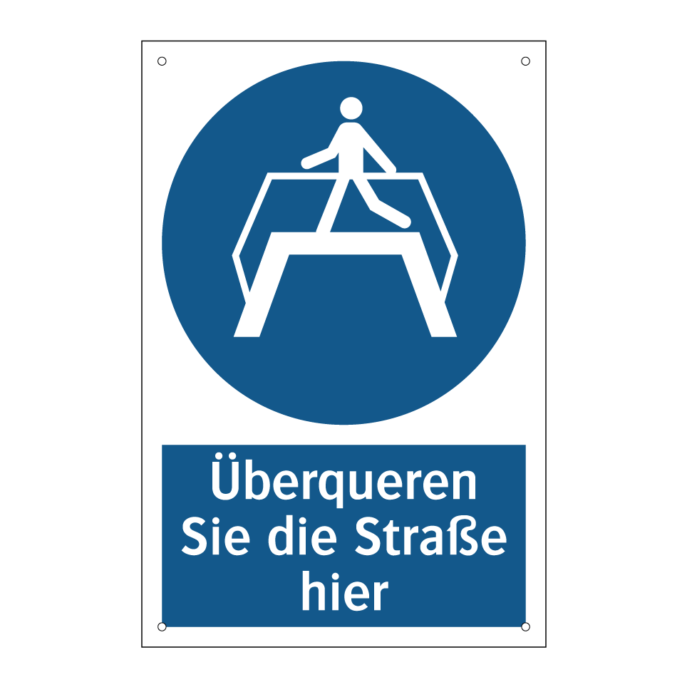 Überqueren Sie die Straße hier