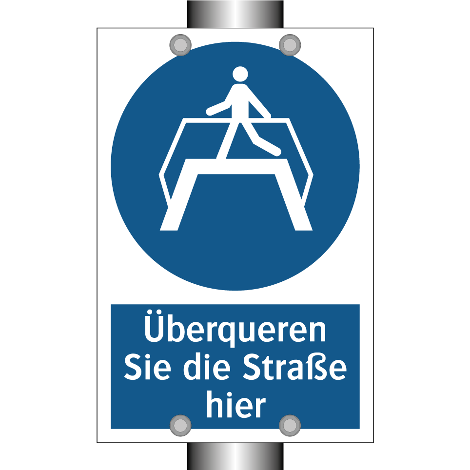 Überqueren Sie die Straße hier