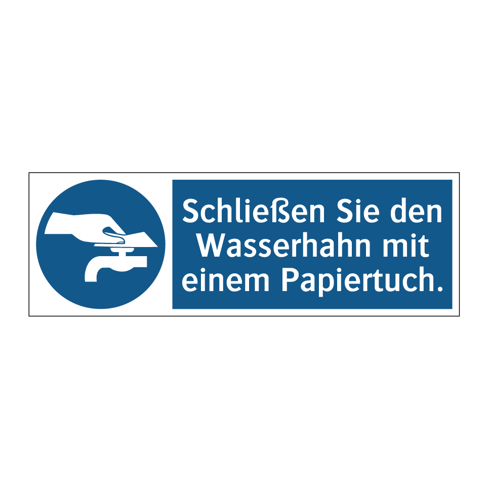 Schließen Sie den Wasserhahn mit einem Papiertuch.