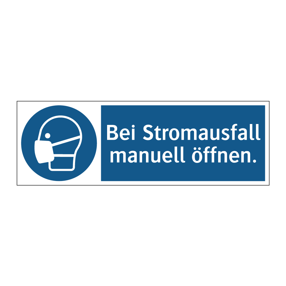 Bei Stromausfall manuell öffnen.