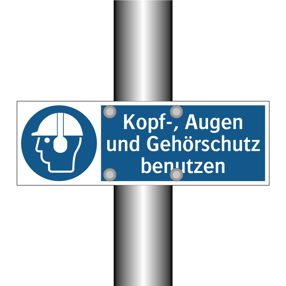 Kopf-, Augen und Gehörschutz benutzen