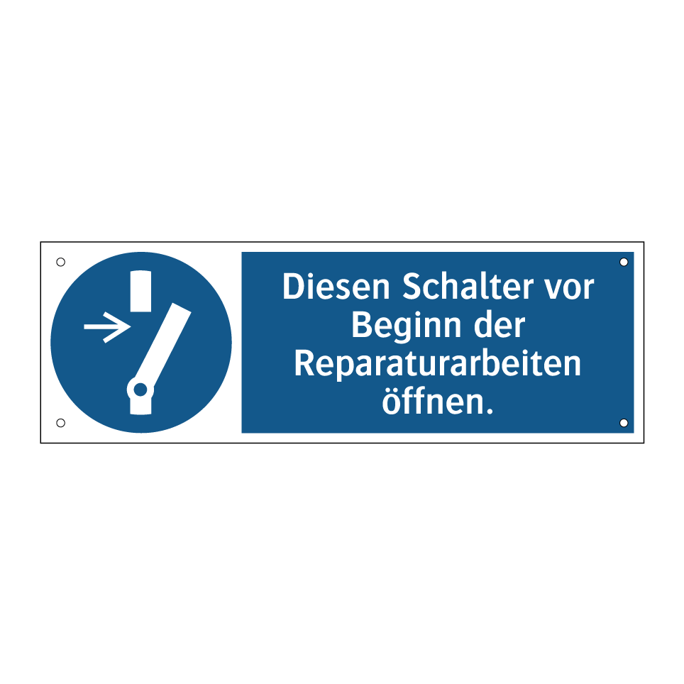 Diesen Schalter vor Beginn der Reparaturarbeiten öffnen.
