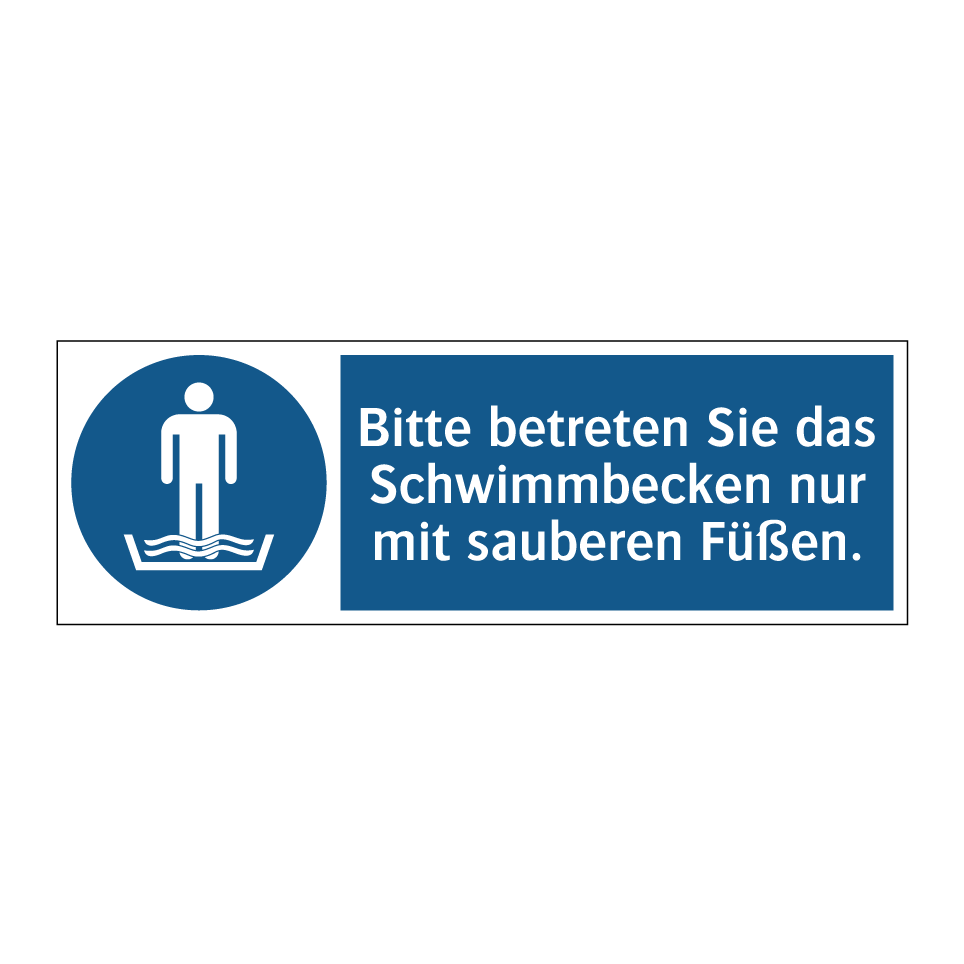 Bitte betreten Sie das Schwimmbecken nur mit sauberen Füßen.