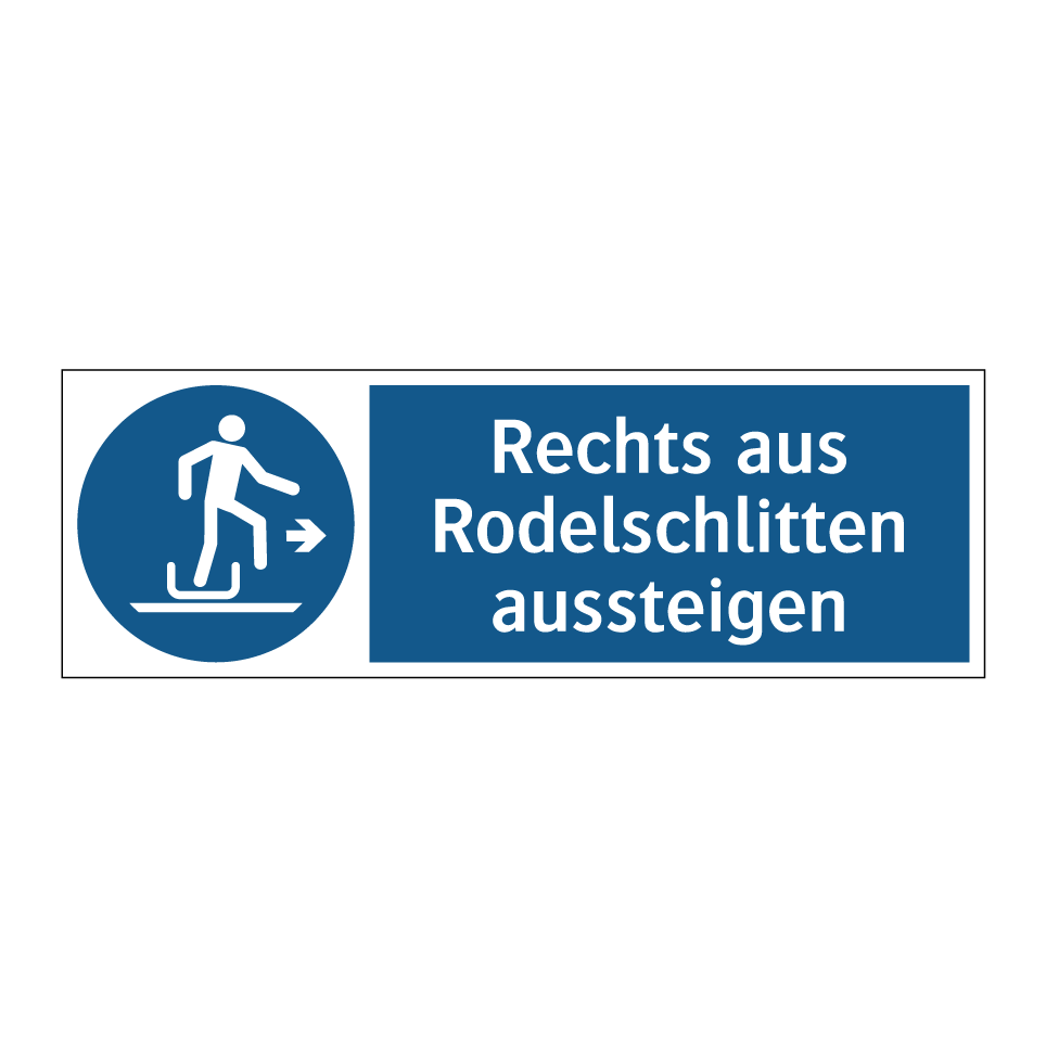 Rechts aus Rodelschlitten aussteigen