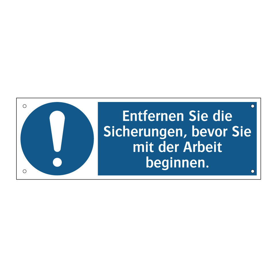 Entfernen Sie die Sicherungen, bevor Sie mit der Arbeit beginnen.
